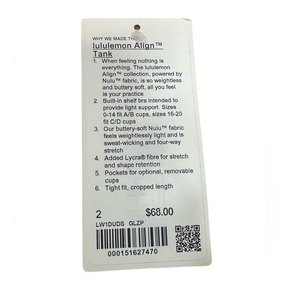 lululemon Align™ Tank Top
A/B Cup - Glaze Pink - Picture 6 of 6